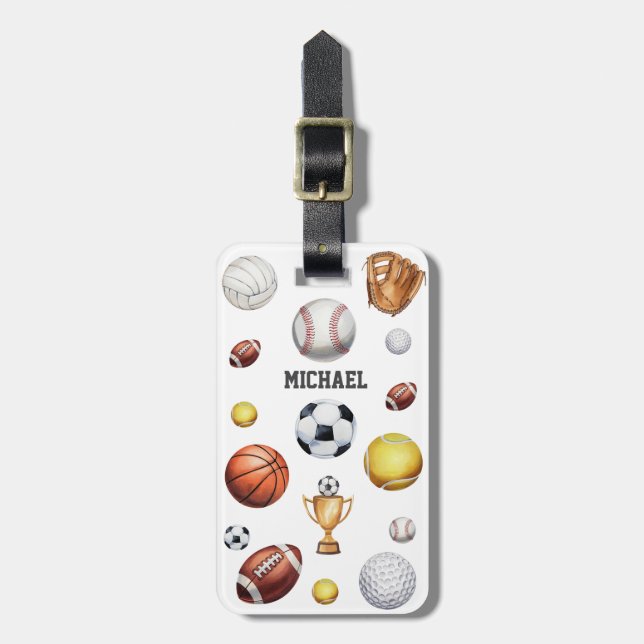 Fußball-Baseball zum Thema Mustersport Gepäckanhänger (Vorderseite vertikal)