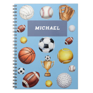 Fußball-Baseball zum Thema Mustersport Notizblock