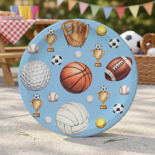 Fußball-Baseball zum Thema Mustersport Pappteller (Von Creator hochgeladen)