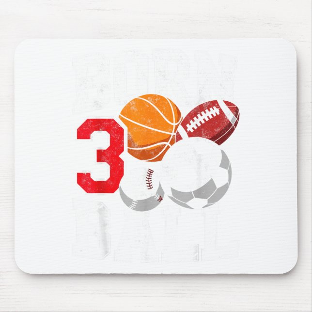 Fußball Basketball 3. Geburtstag Junge geboren Mousepad (Vorne)