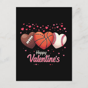 Fußball-Basketball-Baseball-Valentinstag Feiertagspostkarte