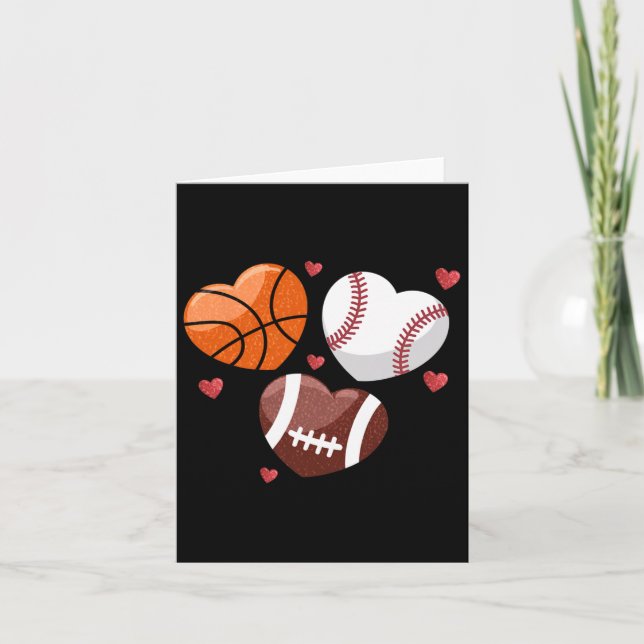 Fußball-Basketball-Baseball-Valentinstag Karte (Vorderseite)