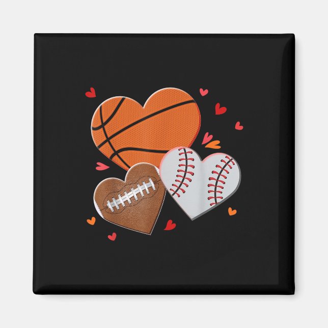 Fußball-Basketball-Baseball-Valentinstag Magnet (Vorne)