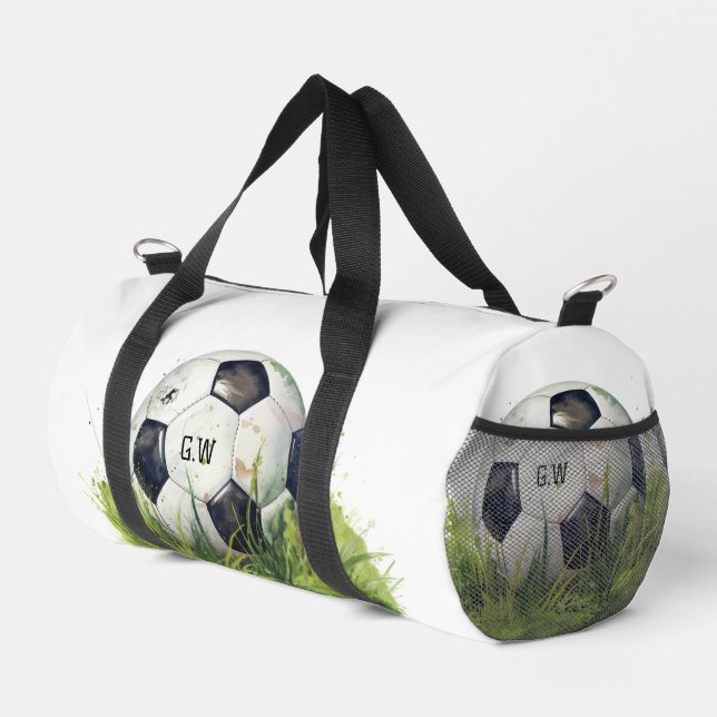 Fußball-Basketball realistische Initialen Duffle Bag (Rechte Ecke)