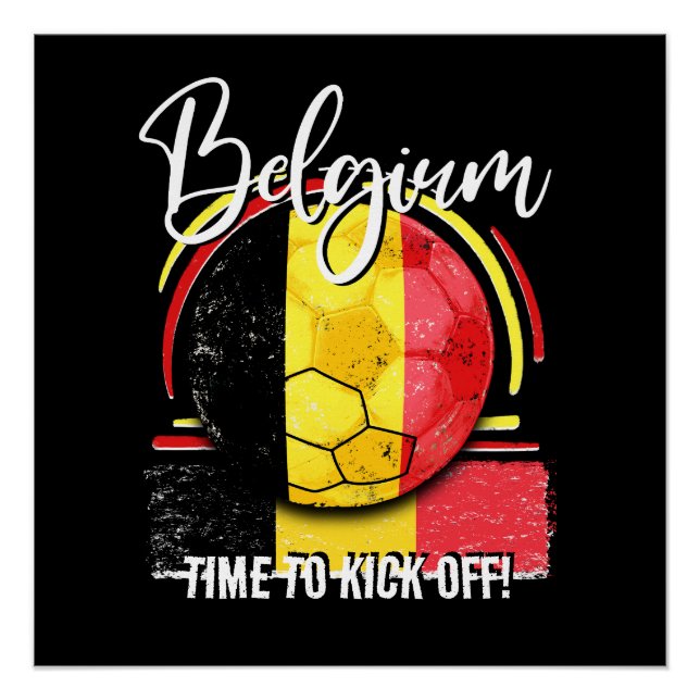 Fußball-Belgien-Flagge, Retro-Belgischer Fußball Poster (Vorderseite)