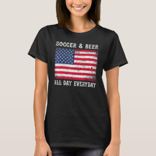 Fußball Bier Vintage USA-Flagge für Männer und Fra T-Shirt