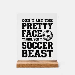 Fußball-Biest Hübsches Gesicht Vintage-Typografie- Acrylschild