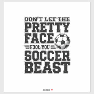 Fußball-Biest Hübsches Gesicht Vintage-Typografie- Aufkleber
