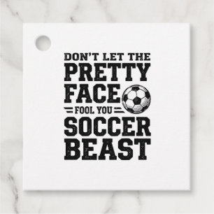 Fußball-Biest Hübsches Gesicht Vintage-Typografie- Geschenkanhänger