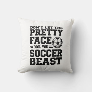 Fußball-Biest Hübsches Gesicht Vintage-Typografie- Kissen