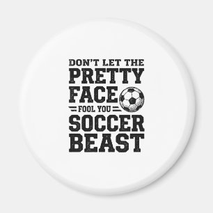 Fußball-Biest Hübsches Gesicht Vintage-Typografie- Magnet