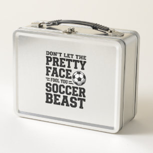 Fußball-Biest Hübsches Gesicht Vintage-Typografie- Metall Brotdose