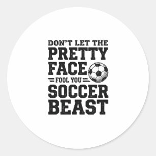 Fußball-Biest Hübsches Gesicht Vintage-Typografie- Runder Aufkleber