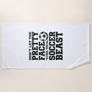 Fußball-Biest Hübsches Gesicht Vintage-Typografie- Strandtuch