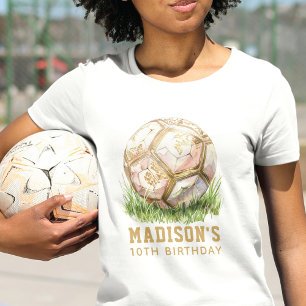 Fußball Birthday Luxus Rose & Gold T-Shirt