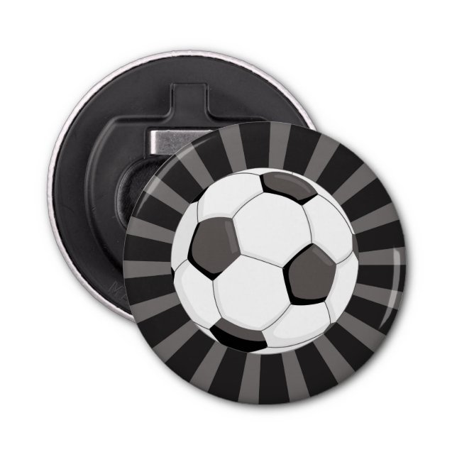 Fußball Black Gray Rays | Sport Flaschenöffner (Vorderseite)