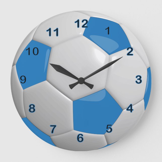 Fußball | Blau Große Wanduhr (Vorderseite)