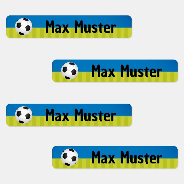 Fußball blau grün - 96 schmale Kinder Etiketten (Gruppe)