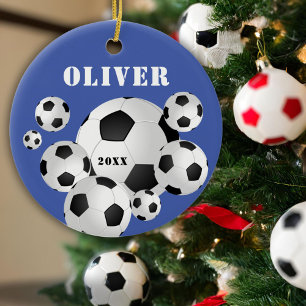 Fußball Blau Sport Kinder Andenken Keramik Ornament