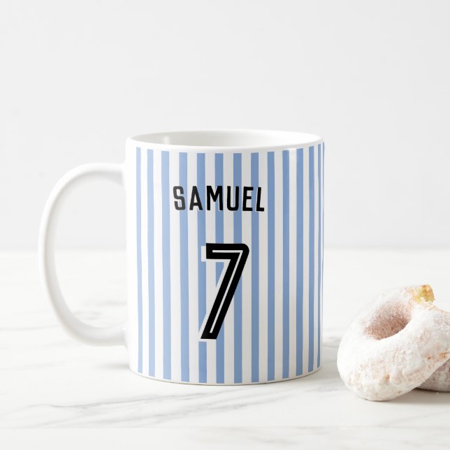 Fußball Boy Custom Player & Number Kaffeetasse (Mit Donut)