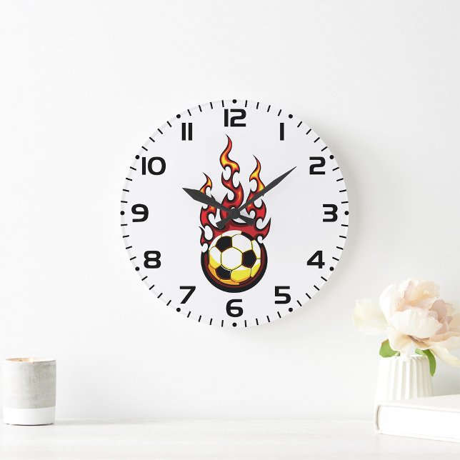Fußball brennend große wanduhr (Von Creator hochgeladen)