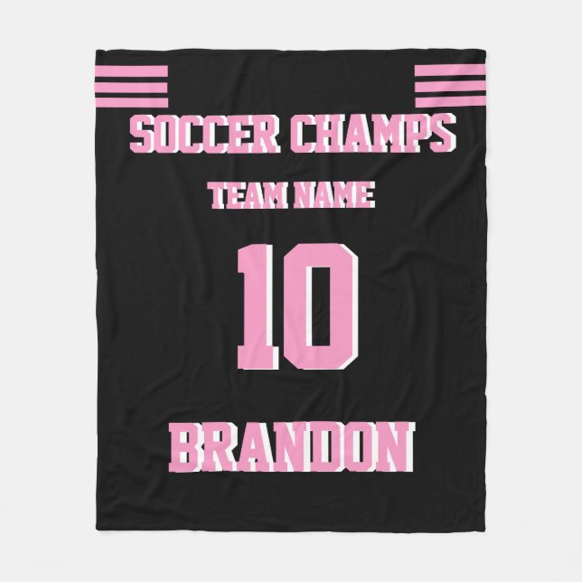 Fußball-Briefmarken Blanket rosa personalisierter  Fleecedecke (Vorderseite)