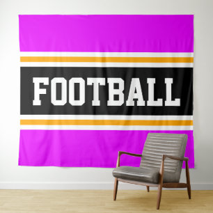FUSSBALL Bright Pink Black Yellow Racing Streifen Wandteppich