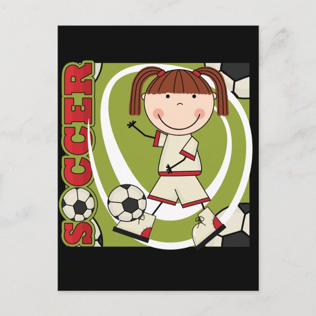 Fußball Brünette Girl-T - Shirt und -Geschenke Postkarte (Vorderseite)