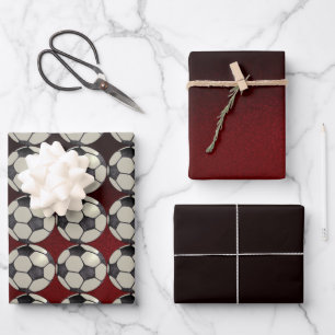 Fußball/Burgandi Geschenkpapier Set