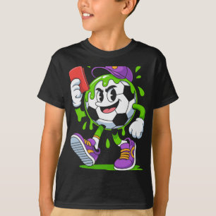 Fußball Byll Cartoon Drip Rote Karte Spaß T-Shirt