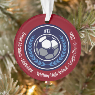 Fußball-Champion Monogram Red Blue Ornament