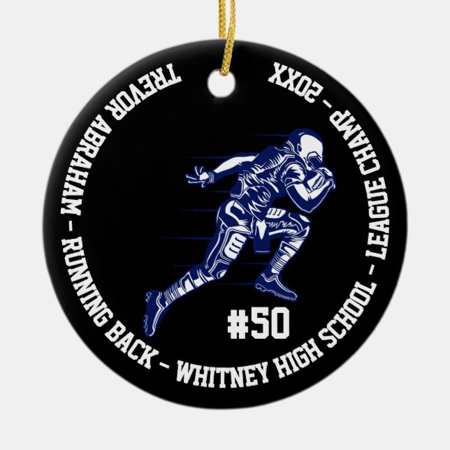 Fußball Champion Monogram Team School Blue Keramik Ornament (Vorne)