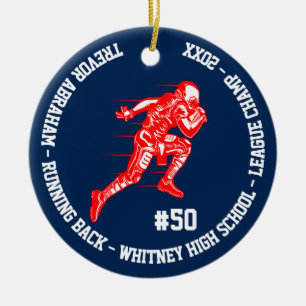 Fußball Champion Monogram Team School Blue Keramik Ornament