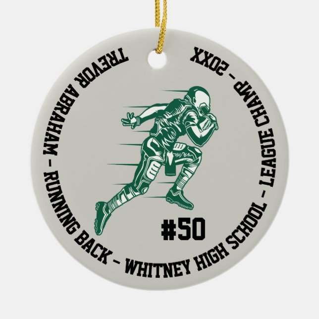 Fußball Champion Player School Green Black Gray Keramik Ornament (Vorne)