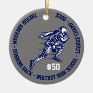 Fußball-Champion Spieler Schule Blauer Grau Keramik Ornament