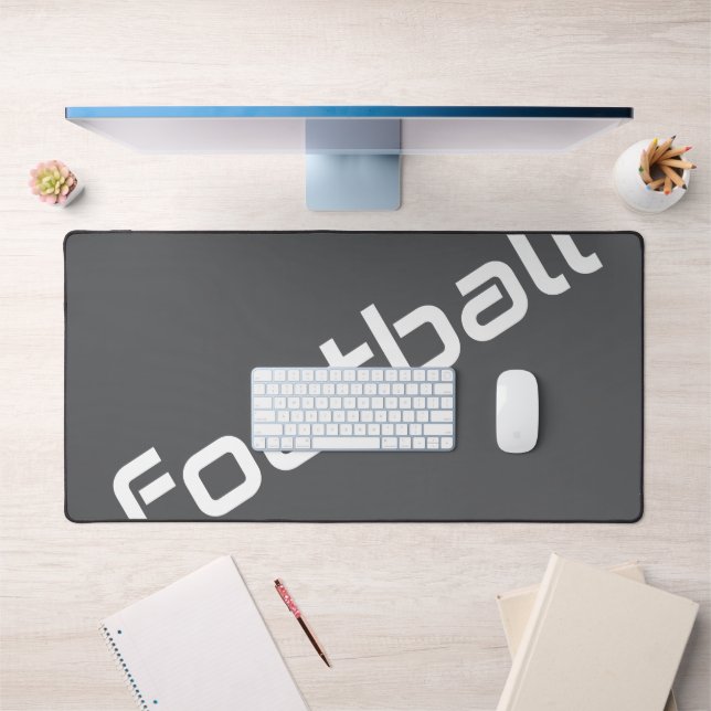 FUSSBALL Chic White Diagonal Text auf moderner Gra Schreibtischunterlage (Büro 1)