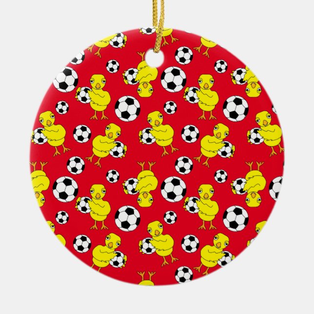 Fußball-Chick-Muster Keramik Ornament (Vorne)
