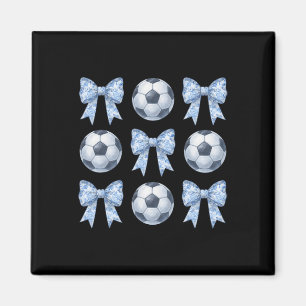 Fußball Coquette Toile Blau Schleife Fußball Mama  Magnet