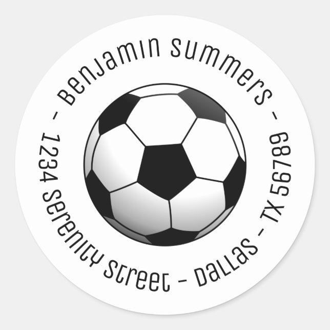 Fußball Custom Round Text Runder Aufkleber (Vorderseite)