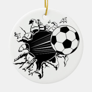 Fußball, der heraus sprengt keramik ornament