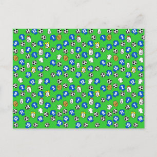 Fußball-Design mit blauen Shirts Postkarte