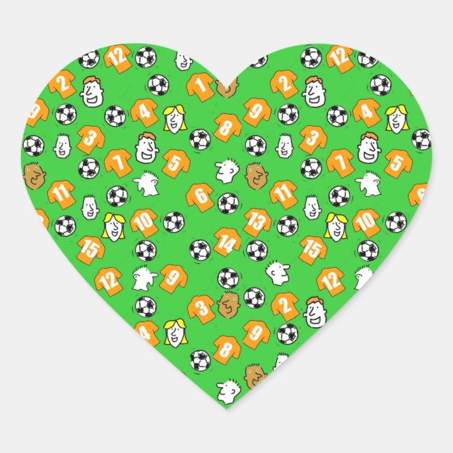 Fußball-Design mit Gold-Shirts Herz-Aufkleber (Vorderseite)