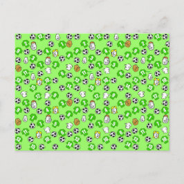 Fußball-Design mit grünen Shirts Postkarte