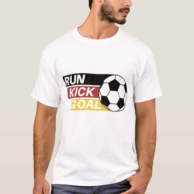 Fußball Design mit Lauf Kick Tor T-Shirt (Vorderseite)