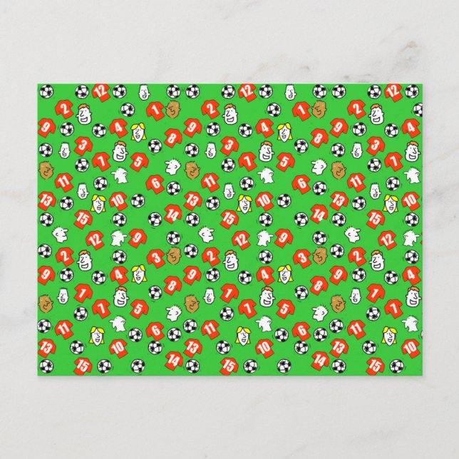 Fußball-Design mit roten Shirts Postkarte (Vorderseite)