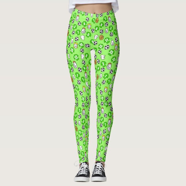 Fußball-Design mit Shirts in Grün Leggings (Vorderseite)