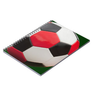 Fußball-Design, Rot, Schwarz & Weiß, Notebook Notizblock
