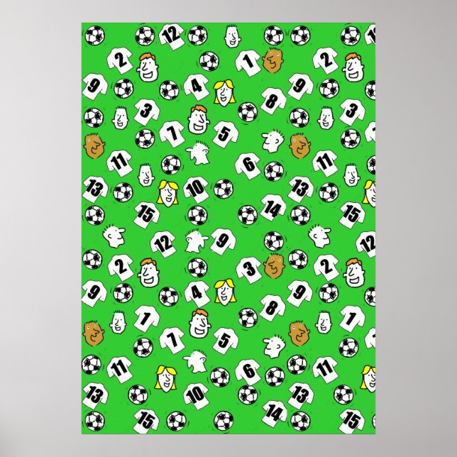 Fußball-Designmauer Poster mit weißen Shirts (Vorne)