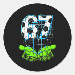 Fußball-Drip 67 Six Seven Lustiges Gen-Alpha-Meme Runder Aufkleber