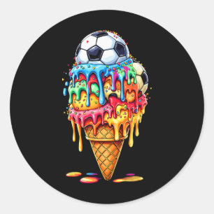 Fußball Drip Jungen Mädchen Eis Drip Mit Streuseln Runder Aufkleber